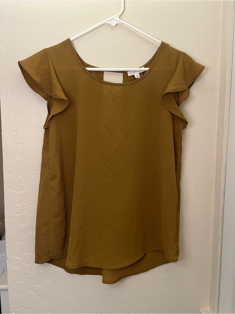 mine Olive-Tone Ruffle Sleeve Blouse
